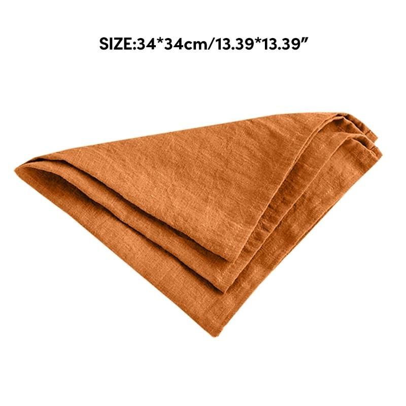 652F Elegant Linen Table Napkin Washable Dinner Napkins Handmade Cloth Napkins Square Napkins Perfect for Wedding and Parties
