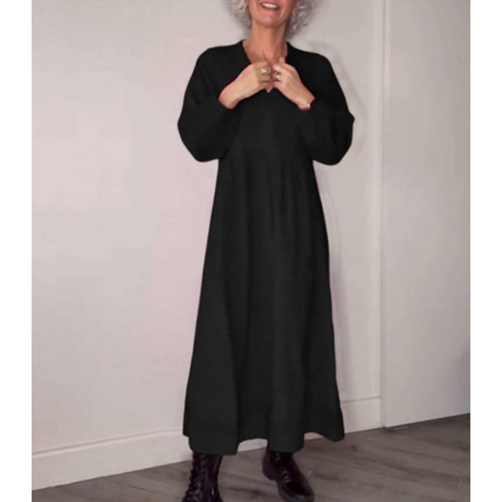 HNXC Dámská móda Podzim Zima Jednobarevný Potisk Dlouhý rukáv Výstřih do V Ležérní šaty