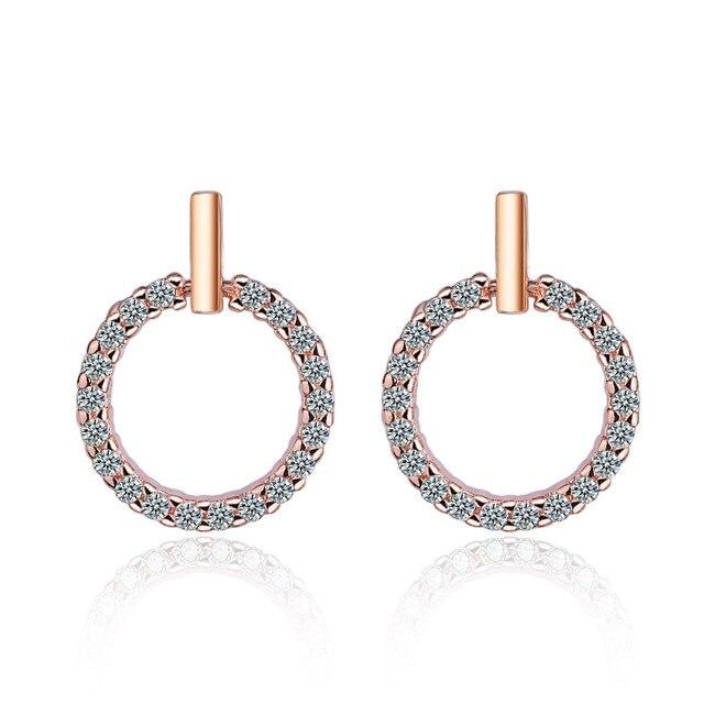 

Срібні сережки 925 проби Oorbellen Mosaic CZ Zirconia Circle Stud Earrings Яскраво-рожевий