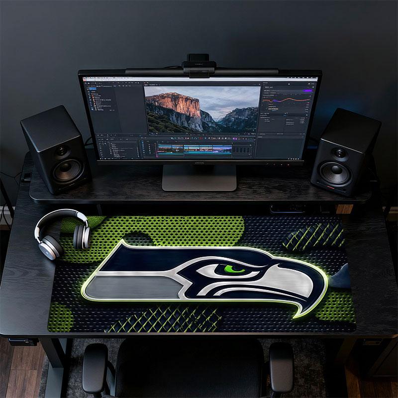 Seahawks Mouse Pad, Large Gaming Desk Mat, Non-slip XXL Mousepad for Laptop & Tablet, Mini PC Playmat with Stitched Edges