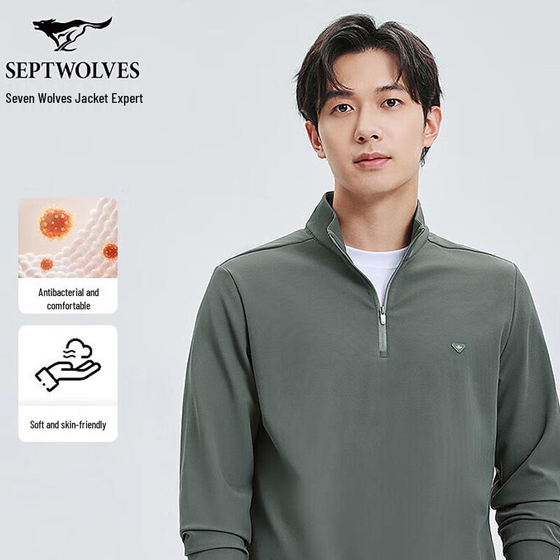 SEPTWOLVES Men s Mid-High Collar Casual Long-Sleeve T-shirt XL