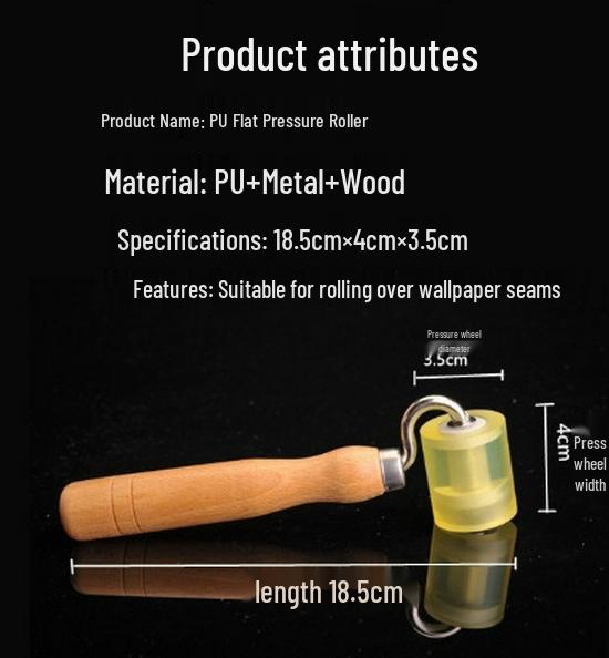Professional Seam Roller: High-Quality PU Flat Press Wheel for Wallpaper.