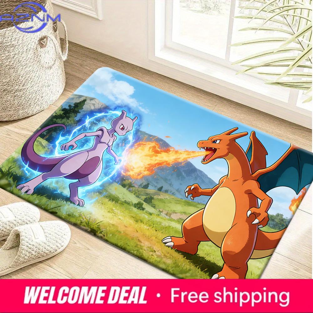

Charizard vs Mewtwo Epic Battle Print Non-slip Doormat, Soft Absorbent Floor Rug for Home Decor 40cm x 60cm
