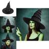 Witch Costume Hat With Ruffled Lace For Halloween Cosplay And Parties