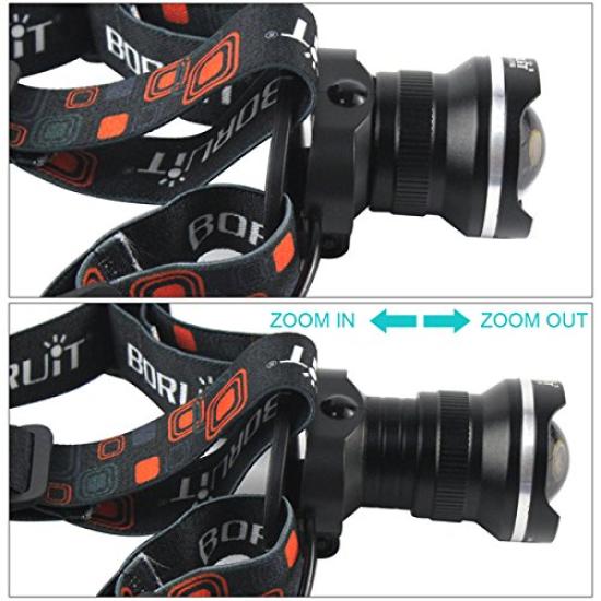 AKIRARI LED 3 Zoom Adjustable Headlamp for Disaster High Adjustable Perfect for Night Outdoor and Power Compact Headlamp, Battery-Powered, Modes,