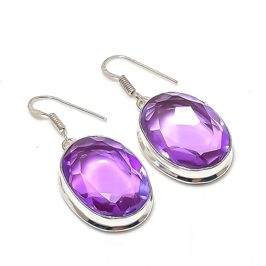 Natural Lavender Gemstone 925 Sterling Silver Jewelry Earring 1.77  AE-11959