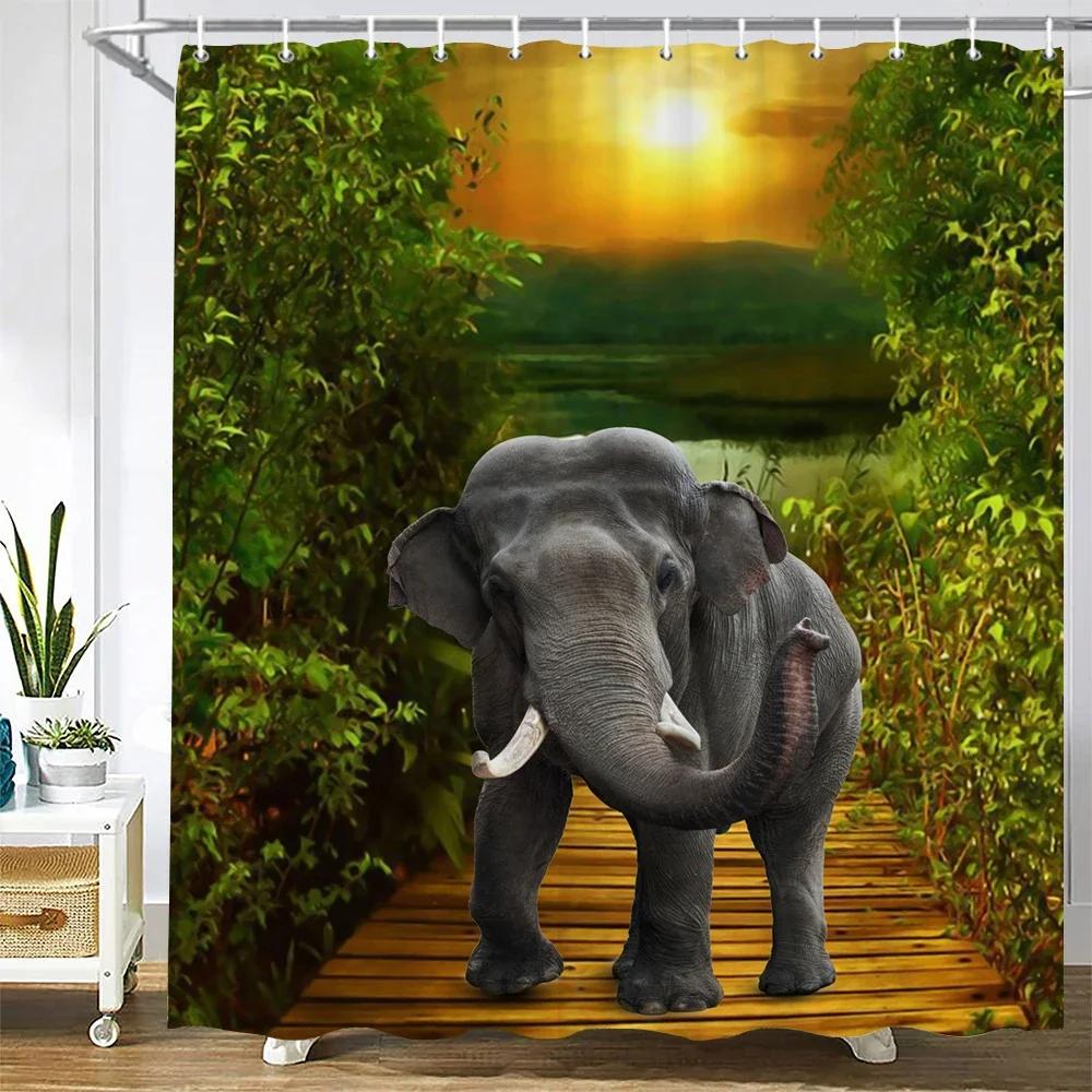 Waterproof Polyester Fabric Shower Curtains Forest Tiger Bear Animal Printing Bathroom Curtains for Home Decoration Curtain