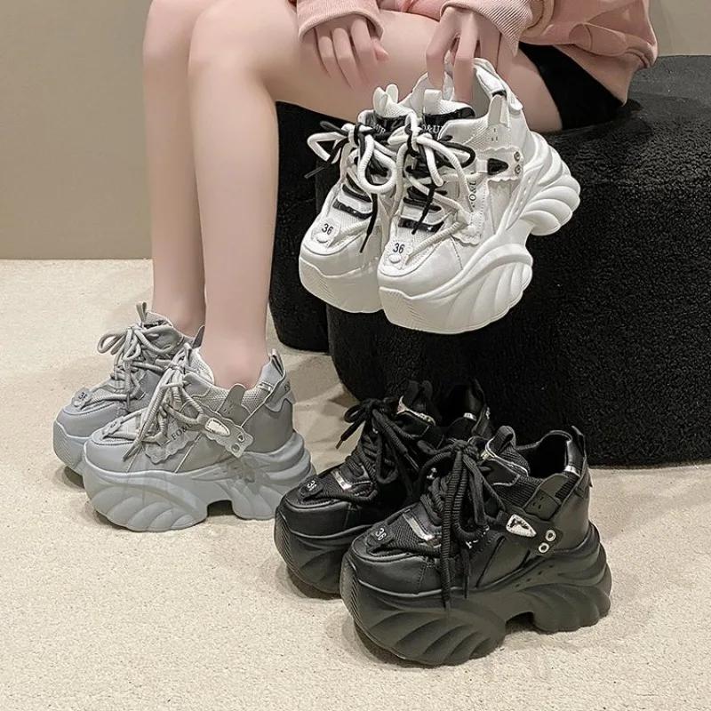Fashion Women Platform sneaker Casual Shoes Hot Sale 2025 New Lace-up Chunky Sneakers Wedges Hidden Heels Leisure Shoes for Woman