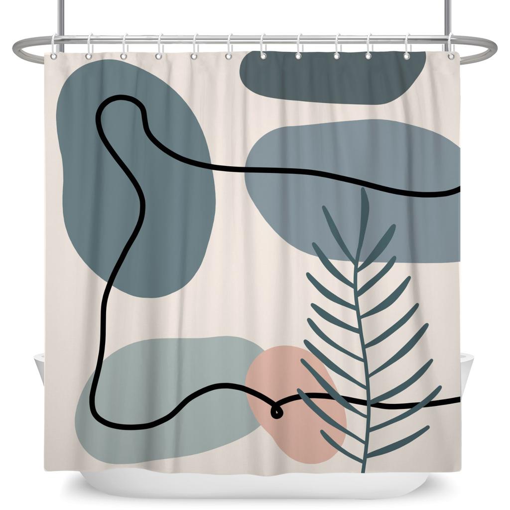 Boho Style Bathroom Shower Curtains Elegant Plant Pattern Home Bathroom Decor Waterproof Curtain With Hooks Polyester Curtains