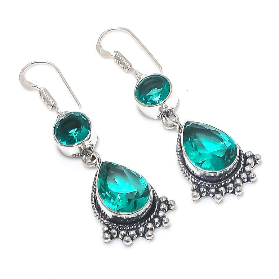 

Natural Indicolite Tourmaline Gemstone 925 Sterling Silver Earring 2.09 E1a56