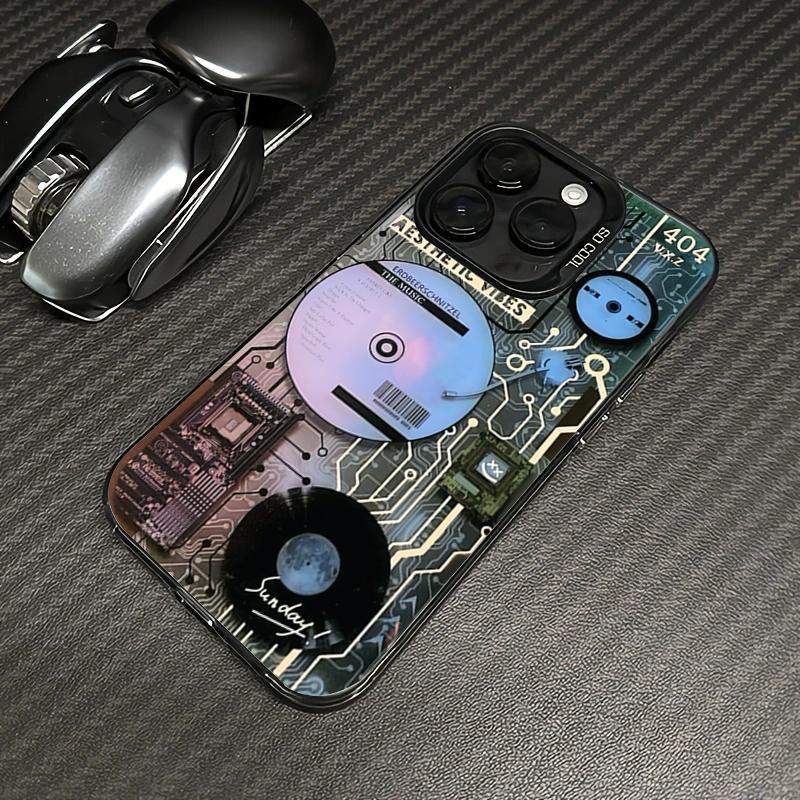 Retro Record Player Electroplate Silver IMD Phone Case For iPhone 16 Pro Max 15 14 13 12 11 Pro 16E 7 8 Plus X XS XR SE Cover