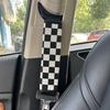 Checkered Jacquard Seat Belt Shoulder Pad Cover - Black and White