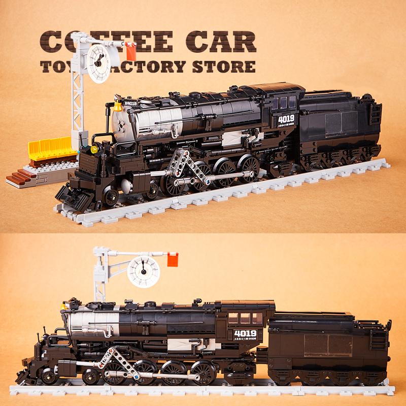Non-Toxic Vintage Train Building Kits Classic Locomotive Blocks Toys City Railway Cars Bricks Display Model Adult Children Christmas Gifts