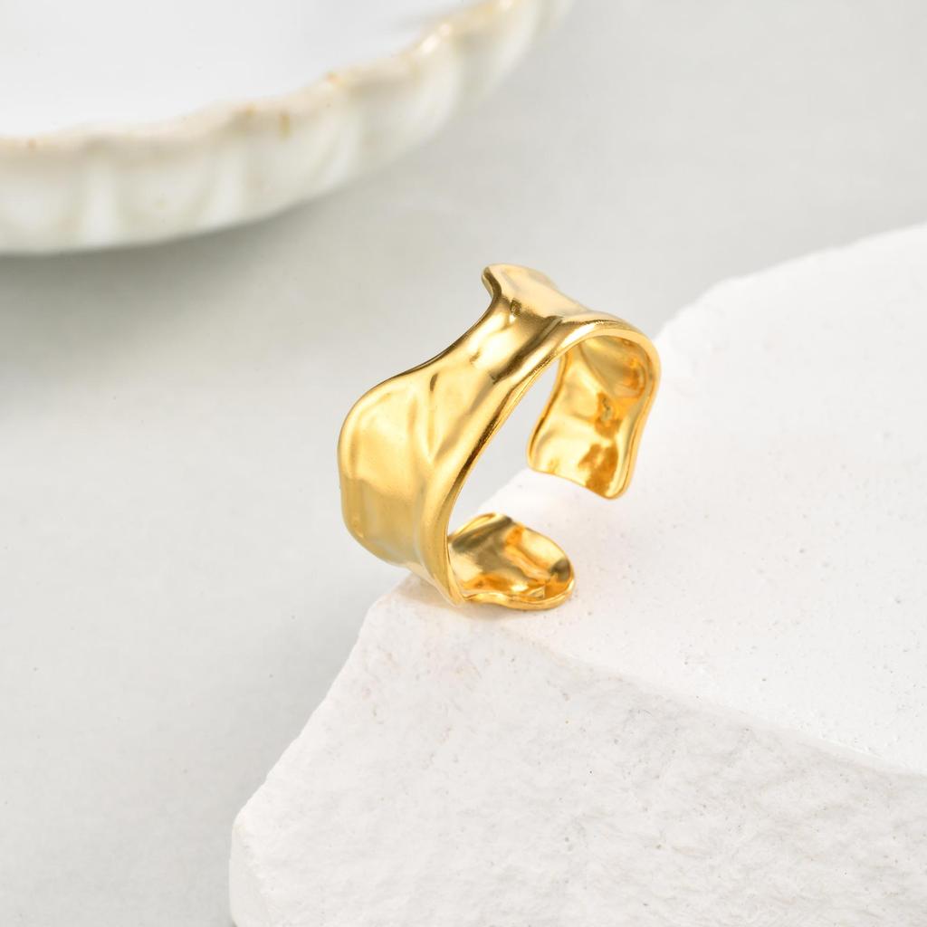 Asymmetrische geometrische Hohlringe aus Edelstahl für Damen, Schicke mehrschichtige Ringe mit unregelmäßiger Öffnung, Modeschmuck Geschenke