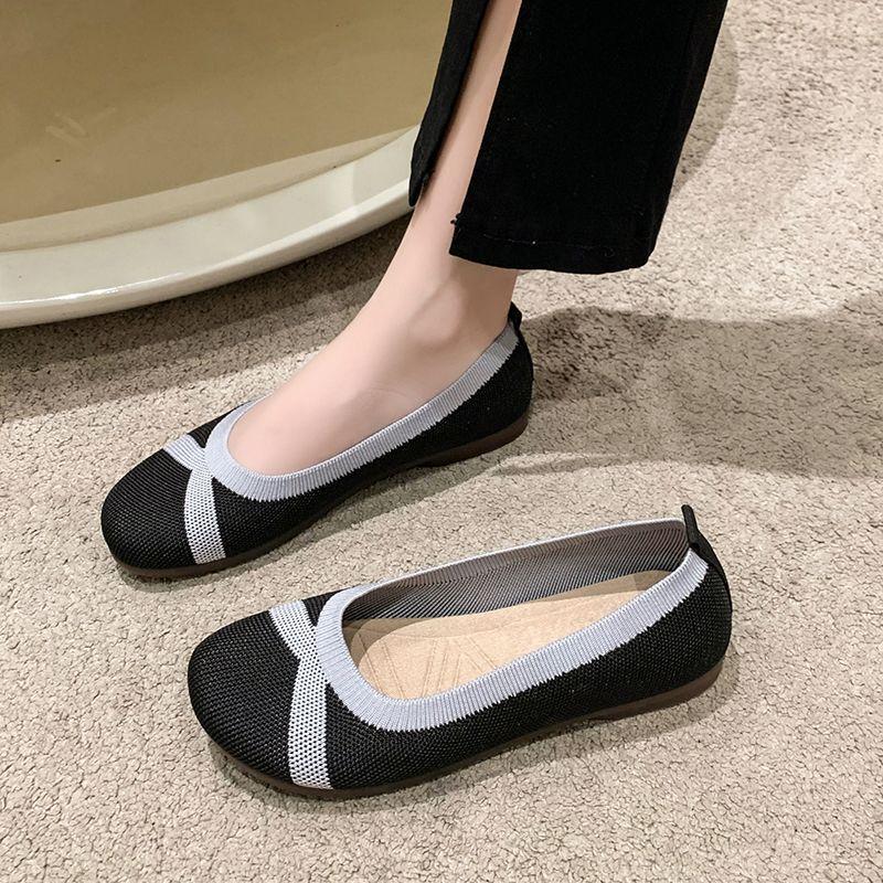 Cloth Shoes Women's Doudou Shoes Summer New Breathable Mesh Fly-woven Shoes Flat-soled Beef Tendon Sole Soft-soled Single Shoes Women