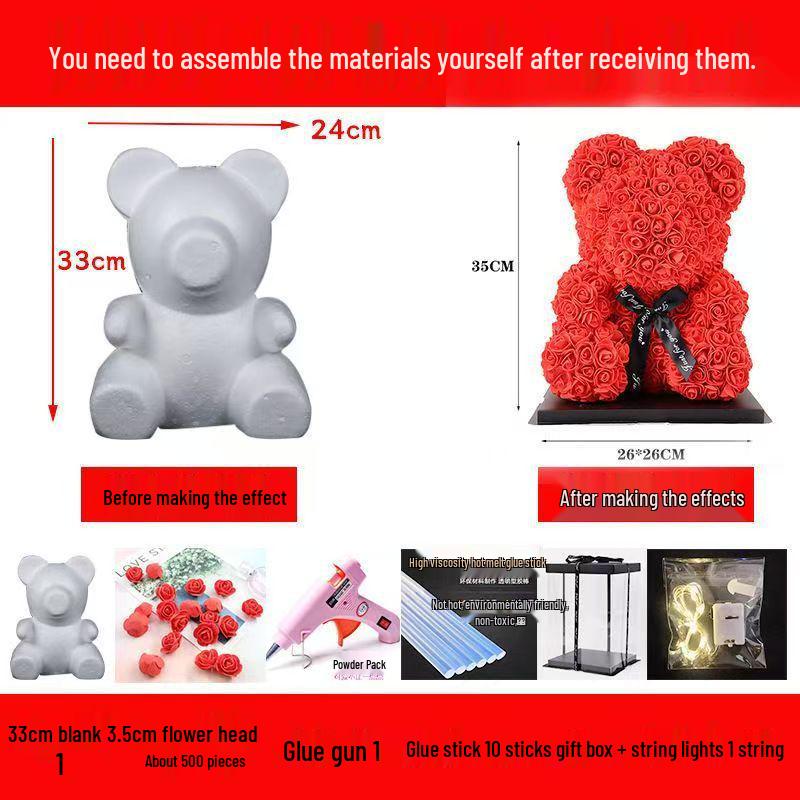 Handmade Everlasting Rose Bear DIY Kit for Valentine's & Qixi Festival