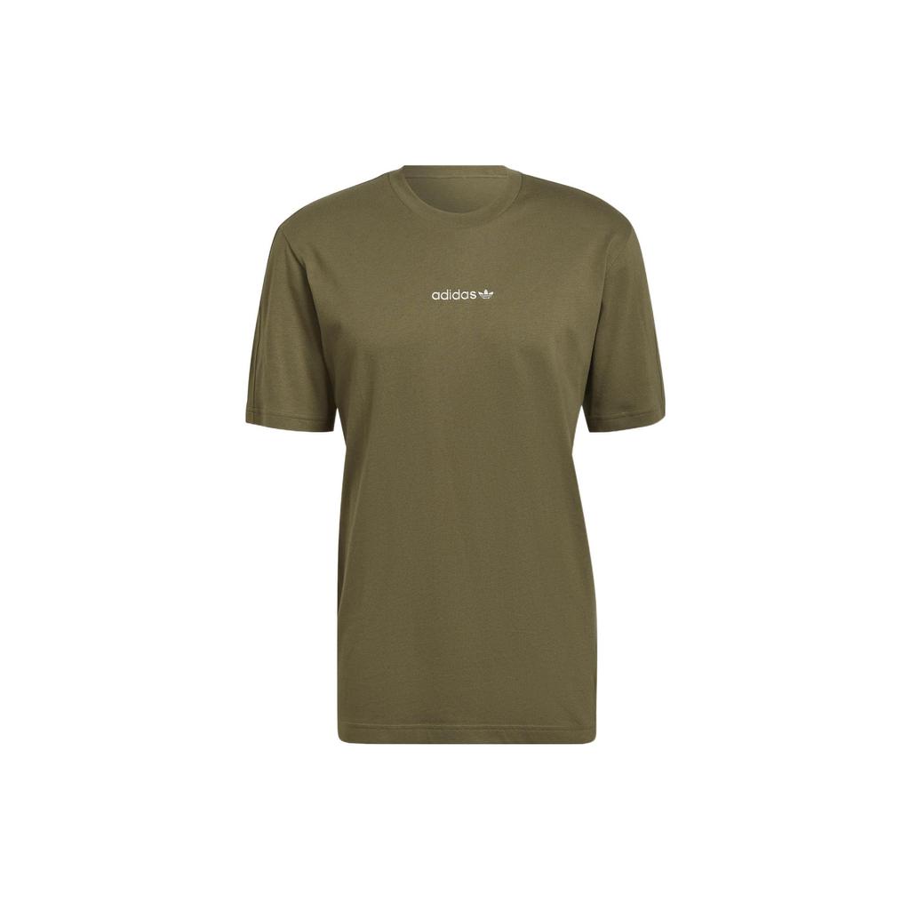 Adidas Originals Trefoil Logo Print Round Neck T-Shirt Men Tops Green HN0384