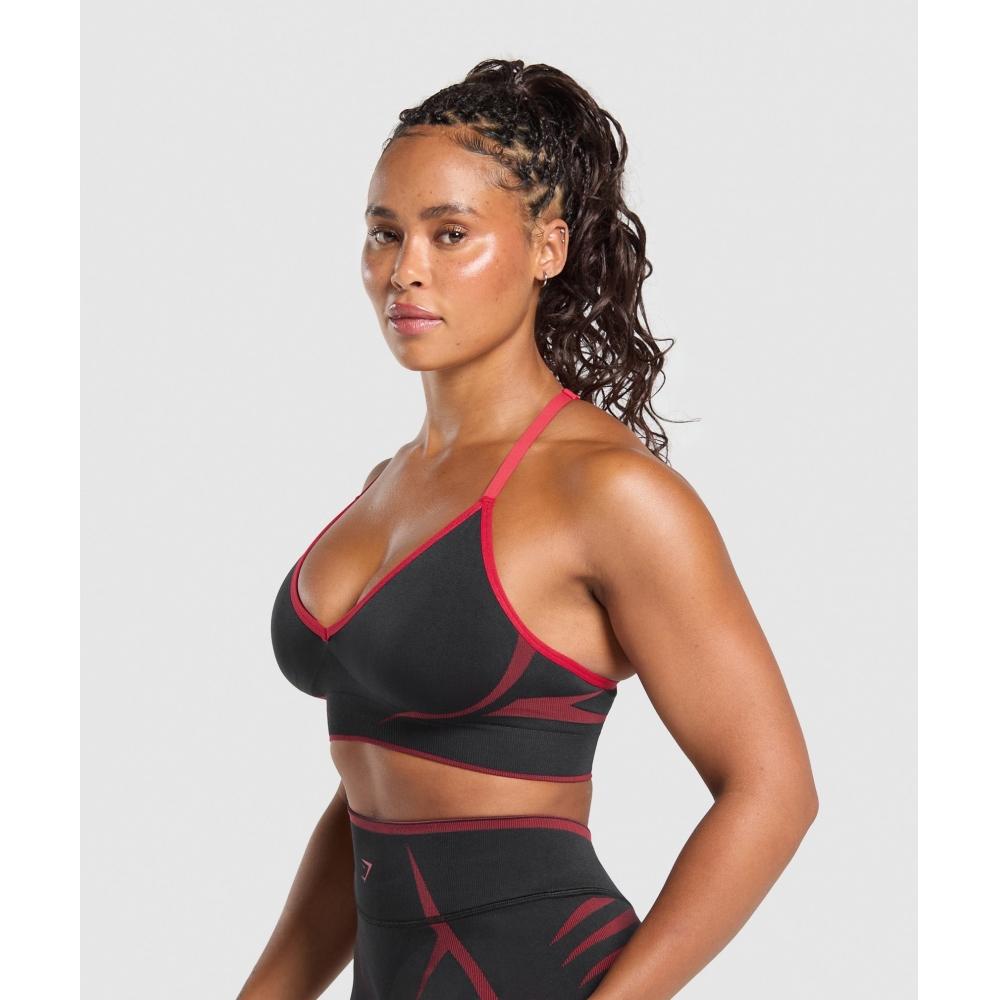 Gymshark Apex Lift Seamless Sports Bra Black Carmine Red B4b3j Bb4j