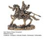 Brass General Figurine Retro Guan Yu on War Horse Statue Distressed Desktop Sculpture Collectible