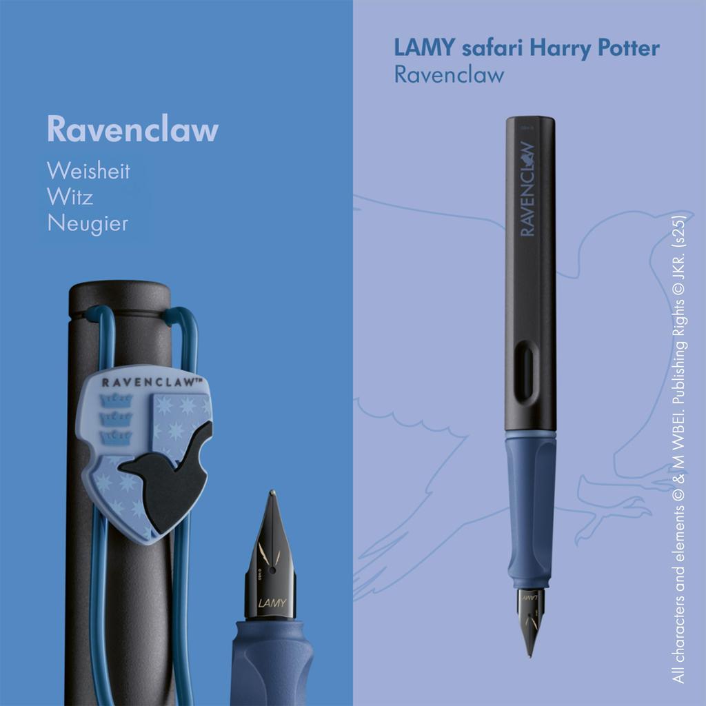 Lamy Safari Harry Potter Ravenclaw Fountain Pen – Special Edition with Family Crest – Extra Fine Steel Nib – Ergonomic Grip – T10 Blue Ink Cartridge –