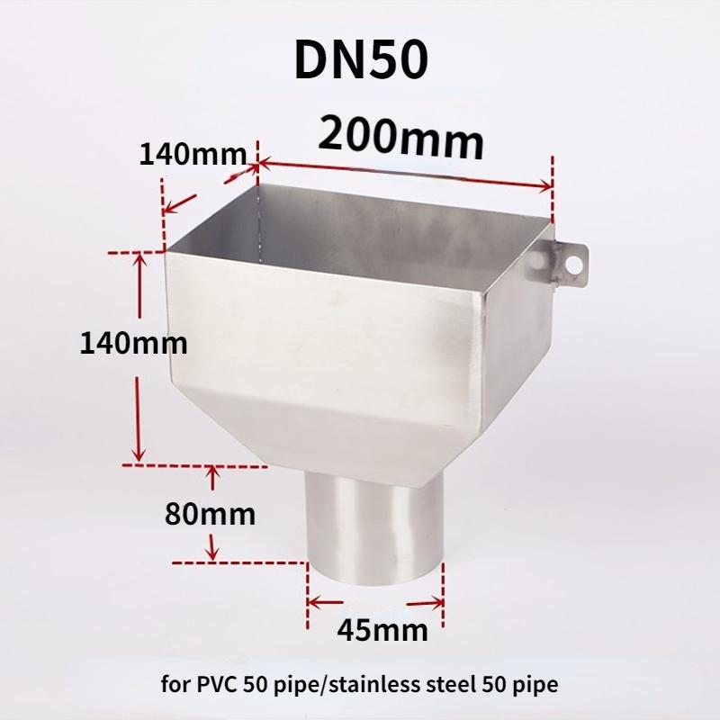 1PC Side inlet rainwater Hopper for stainless steel square funnel siphon rainwater discharge downspout hopper drain accessories