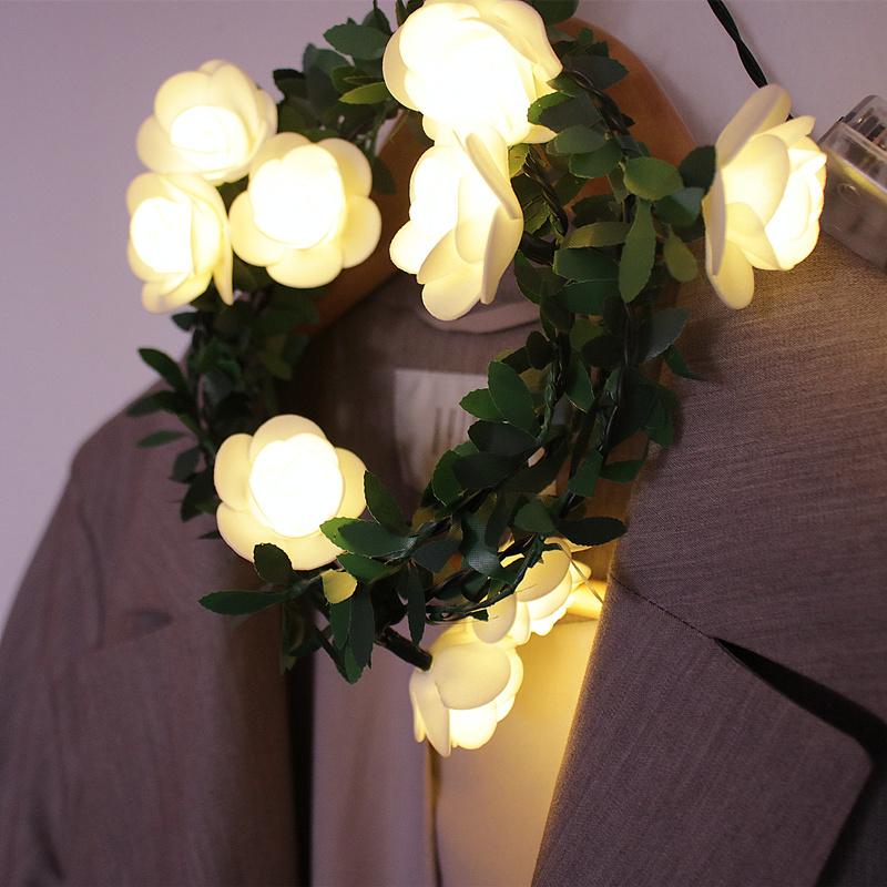 6M LED Solar Lichterkette String Outdoor Party Garten Efeu Blatt Licht Lampe