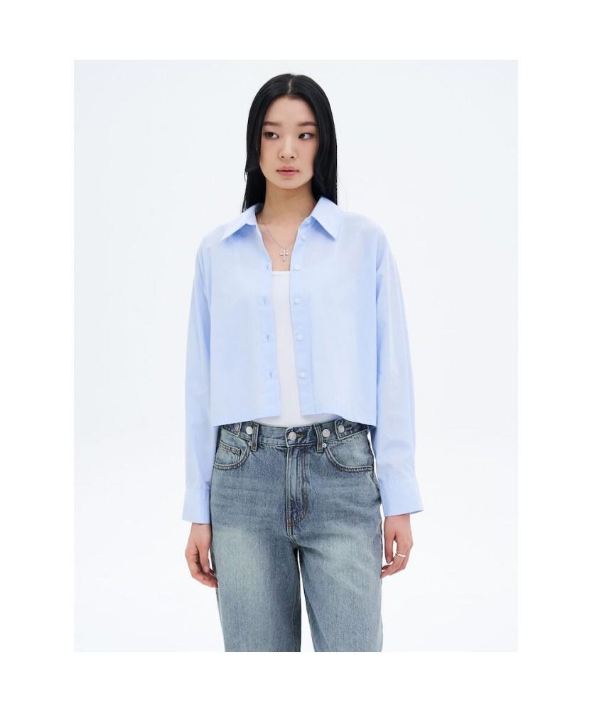 8Seconds Chambray Crop Shirt Sky Blue Sky Blue/Xs