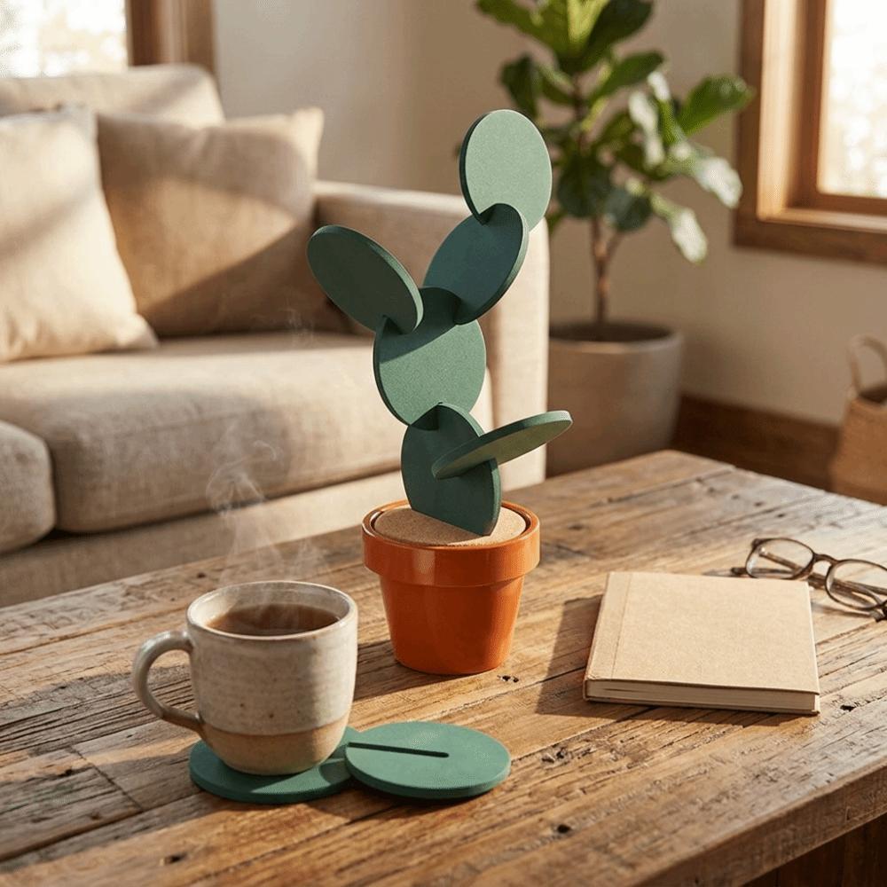 6Pcs Lightweight Heat Insulation Coaster Vivid Plant Shaped Drink Anti-scald Pad Table Decorative