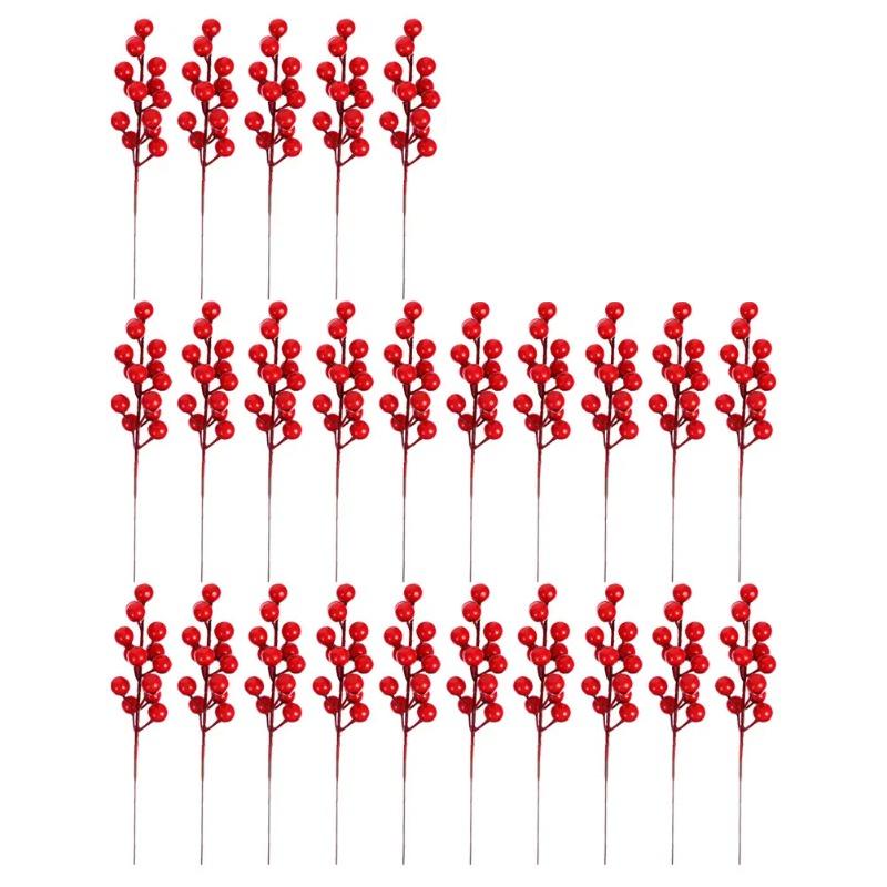 1PCS Christmas Red Berries Ornament Artificial Foam Berry Flower Branches DIY Wreath Xmas Tree Wedding Party Home Decoration