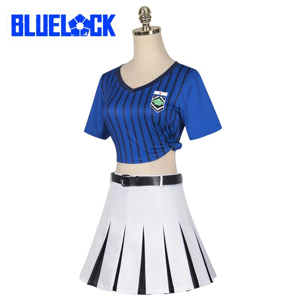 Lock Teieri Blue Anri Cosplay Costume Cheerleading Skirt Dress Uniform Party