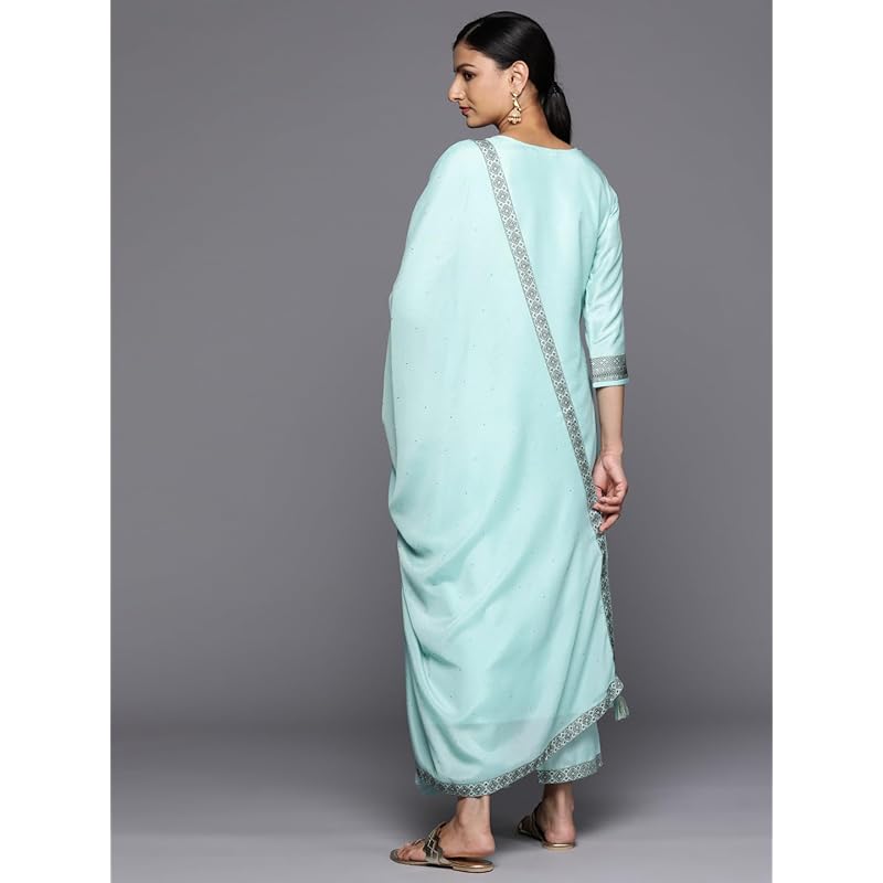 Libas Women s Silk Blend Kurta Set (38259_Turquoise Blue XS синий