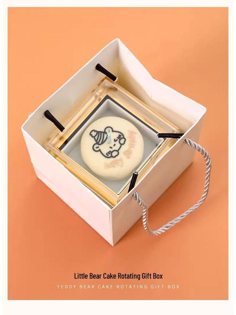 Romantische Kleine Bär Drehbare Kuchenringbox - Perfektes Geschenk für Mädchen oder Ehefrauen Geburtstag, Kreative Überraschung und Geständnis