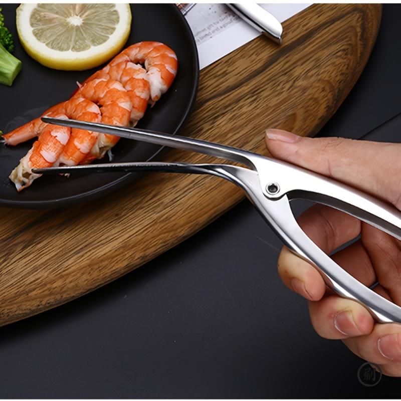 304 Stainless Steel Shrimp Deveined Device - Ergonomic Fishbone Design, Easy Shell Removal, Kitchen Seafood Preparation Gadget