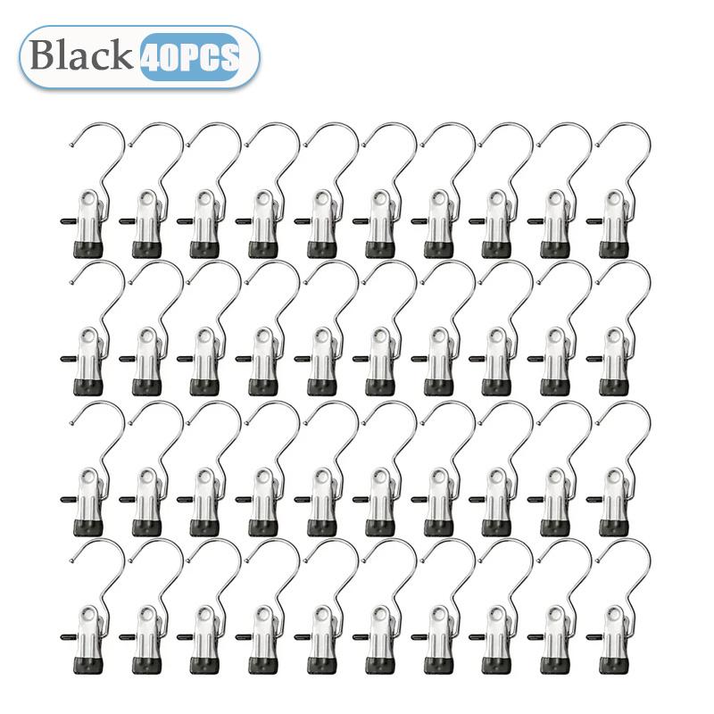 10~80PCS Closet Clothes Organizer No Trace Clothespins Clothes Pegs with Hooks Stainless Steel Socks Drying Clothes Hangers Clip