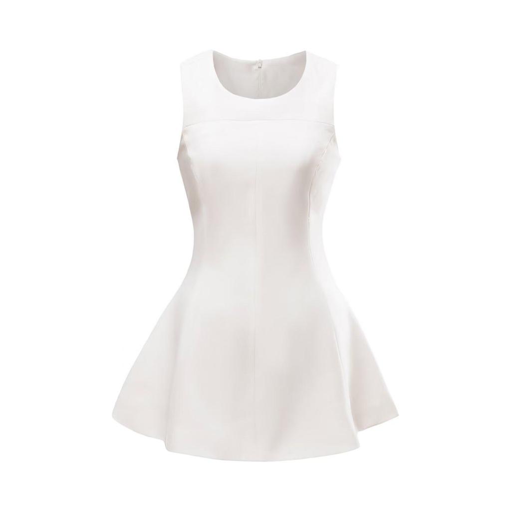 YPFF Trendy Women's Sleeveless Waist-Cinched Solid A-line Dress