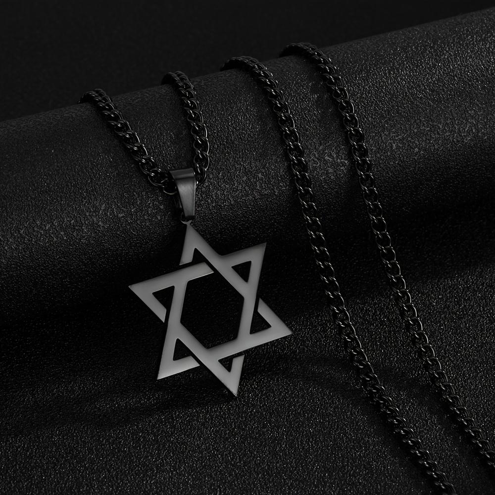 

[Hexagram Couple Necklace] Golden Black Stainless Steel Hexagram Necklace - Hexagonal Star Pendant Hollow-Out Jewelry Couple Set - Holiday Gift чорний