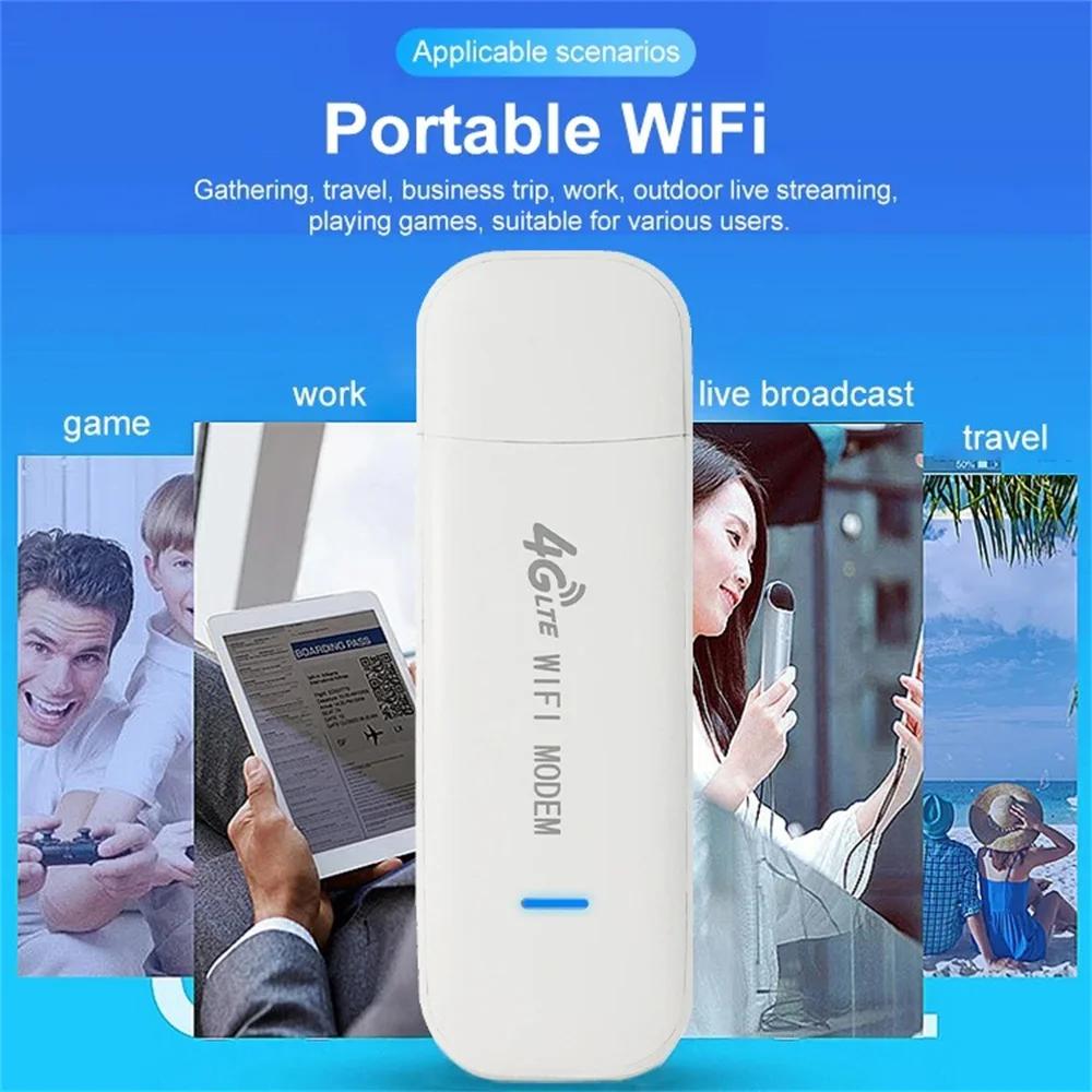 4G LTE Wireless USB Dongle 150Mbps Mobile Broadband Modem Stick 4G SIM Card Hotspot Router for Home Office Wireless WiFi Adapter