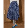 Coolhut American-Style Blue and White Plaid Women's Fashion Plaid Casual Pants Loose Versatile Wide-Leg Cropped Casual Pants
