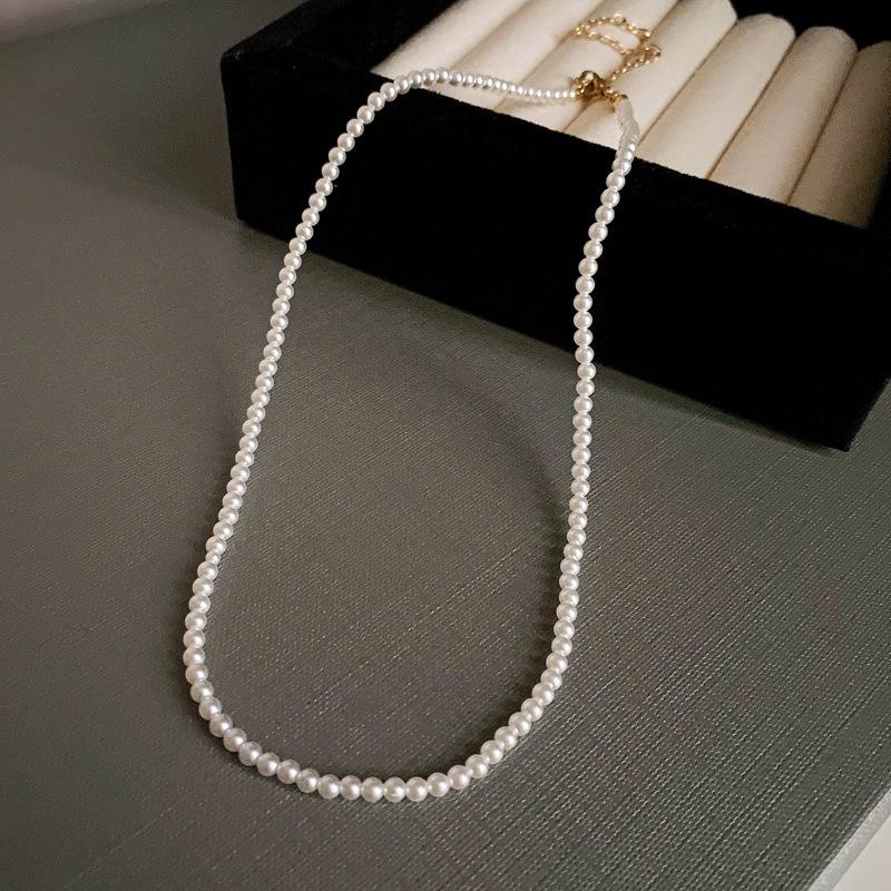 French round long multi-layer pearl ingot necklace temperament collarbone chain sweater chain necklace jewelry women