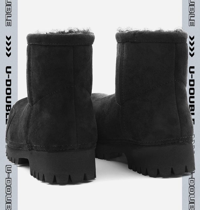 2025 Winter Fleece-Lined Big Head Snow Boots, Non-Slip Thick Sole, Height-Increasing, Pull-On Fashion.