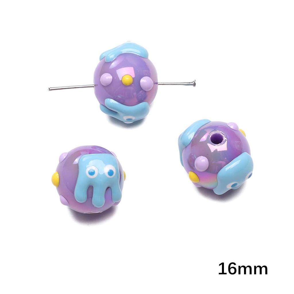 Acrylic Three-Dimensional Painted Beads Cartoon Colorful Hand-Painted Beads DIY Bracelet Mobile Phone Chain Accessories Fashion Handmade