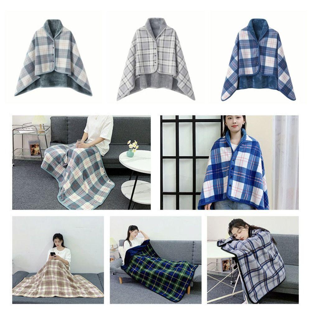 140*100cm Warm Flannel Blanket Shawl Thicken Wearable Scarf Women Retro Stripe Warm Shawl  Winter