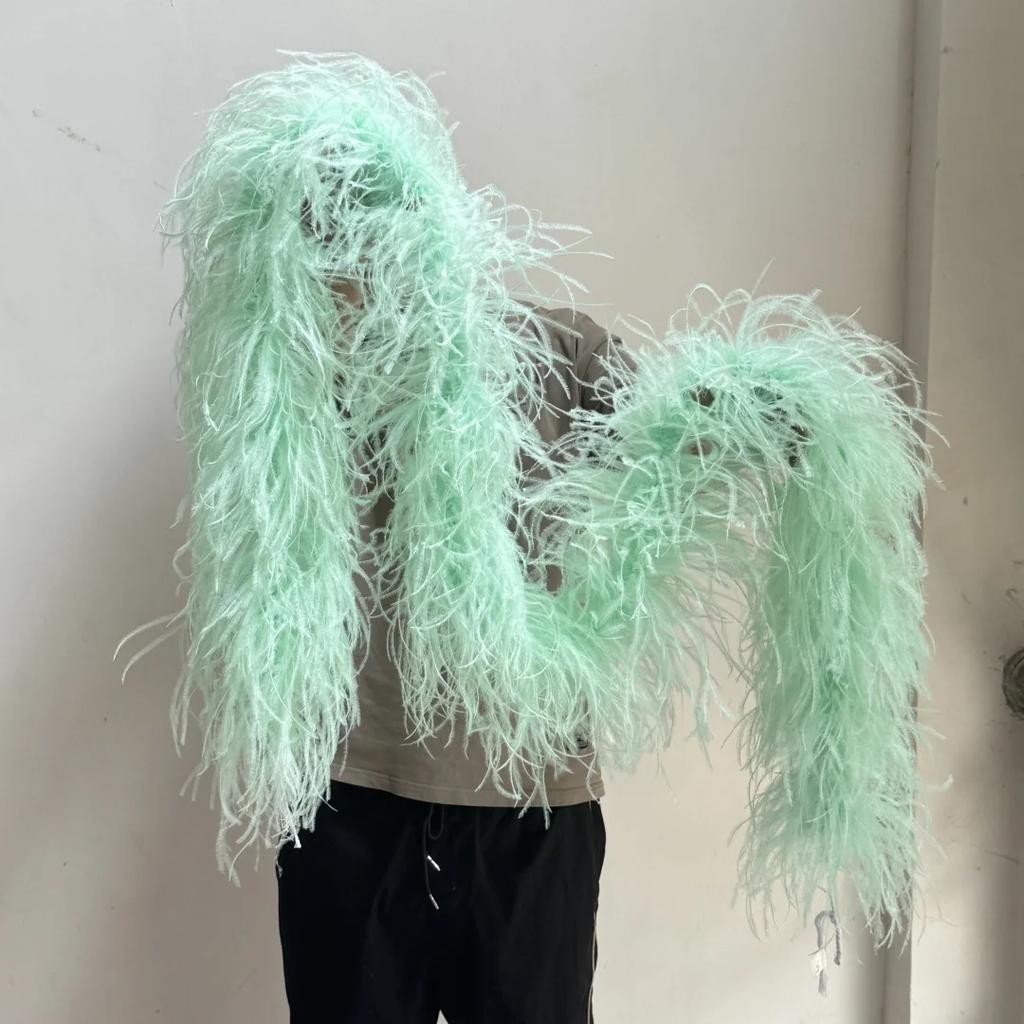 6/10 Layer Multicolor Ostrich Feather Boa 2Meters Fluffy Ostrich Plumes Shawl For Party Lady Dress Clothing Diy Decoration Scarf