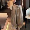 Women High Waist Wide Leg Pants Solid Gray Business Casual Trousers Straight Loose Office Daily Pants