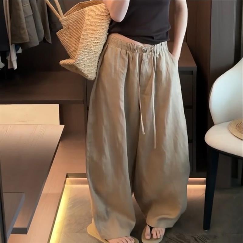 Women High Waist Wide Leg Pants Solid Gray Business Casual Trousers Straight Loose Office Daily Pants