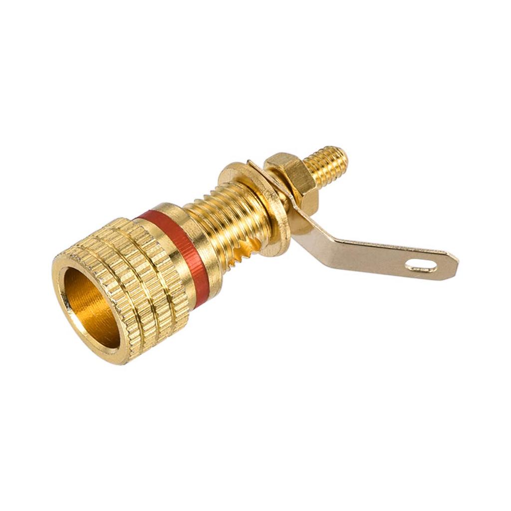 uxcell Speaker Terminal Binding Gold 4mm Banana Plug Socket Connectors Black 1 Posts, Plated, (1 + Red)