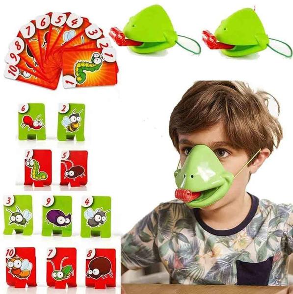 thumbnail image 2 of Frog Tongue Game Set 4PCS Blow Mask Tongues Out For Kids Fun Party Chameleon Game For 2-4 Players Kids Family Indoor Activity 2 of 11
