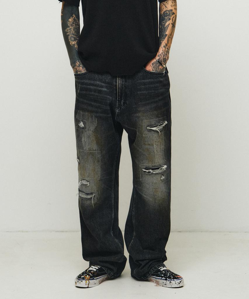 ENDOOR Archive Repair Denim Pants (Black)