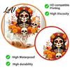 Unique Gift for Mexican Culture Fans Day of The Dead Window Clings Dia De Los Muertos Sticker Colorful Home Decor Sugar Skull with Flowers Halloween