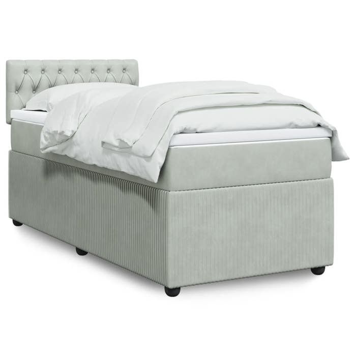 VidaXL Sommier à lattes de lit et matelas Gris clair 100x200cm Velours 3289968